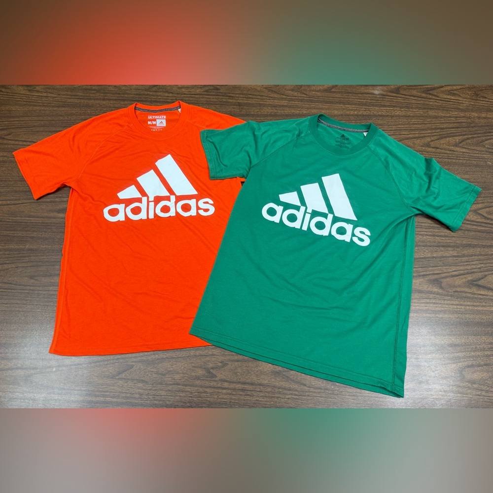 Adidas Bold Orange and Green The Ultimate T-Shirts Lot of 2 size mediums